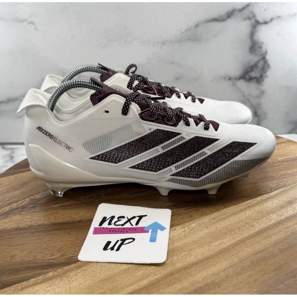 Men’s 13-adidas Adizero Electric 1 IE6289 Football Cleats White Maroon NEW - Picture 3 of 8